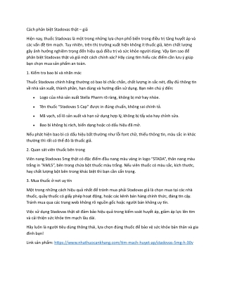 Cach phan biet Stadovas that gia