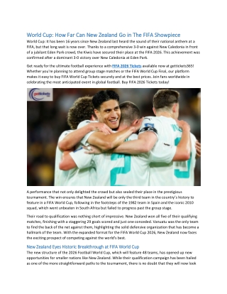 World Cup How Far Can New Zealand Go in The FIFA Showpiece