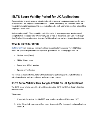 IELTS Score Validity Period for UK Applications