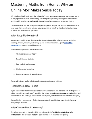 Mastering Maths from Home Why an Online MSc Makes Sense Today