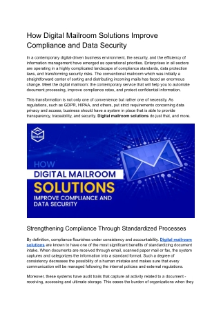 How Digital Mailroom Solutions Improve Compliance and Data Security