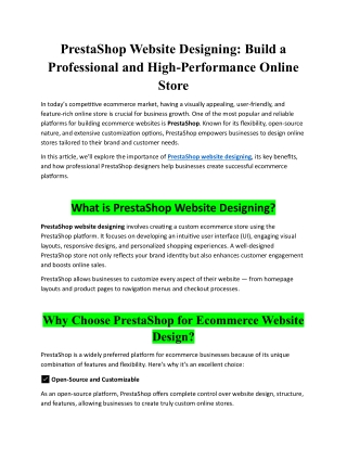 PrestaShop Website Designing