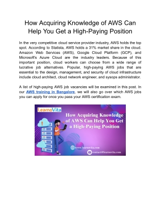 How Acquiring Knowledge of AWS Can Help You Get a High-Paying Position
