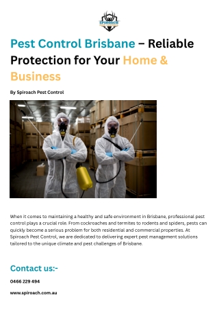 Pest Control Brisbane – Reliable Protection for Your Home & Business