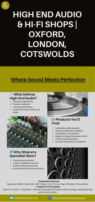 High End Audio & Hi-Fi Shops  Oxford, London, Cotswolds