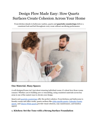 Design Flow Made Easy: How Quartz Surfaces Create Cohesion Across Your Home