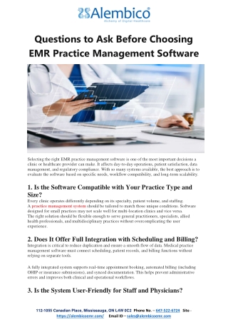 Questions to Ask Before Choosing EMR Practice Management Software