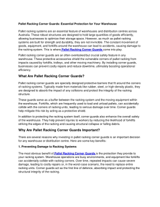 Pallet Racking Corner Guards: Essential Protection for Your Warehouse