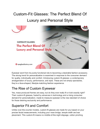 Custom-Fit Glasses_ The Perfect Blend Of Luxury and Personal Style