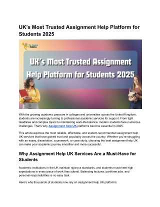 UK’s Most Trusted Assignment Help Platform for Students 2025