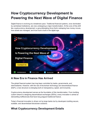 how cryptocurrency development is powering the next wave of digital finance