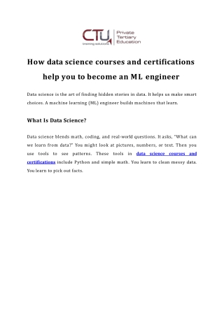 How data science courses and certifications help you to become an ML engineer