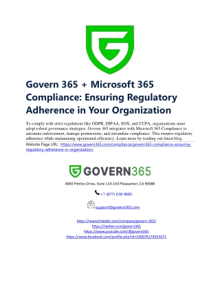 Govern 365   Microsoft 365 Compliance Ensuring Regulatory Adherence in Your Organization