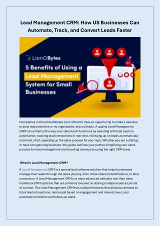 How US Businesses Can Automate, Track, and Convert Leads Faster