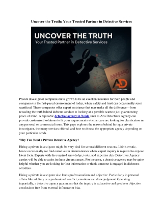 Uncover the Truth Your Trusted Partner in Detective Services