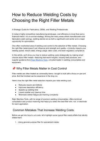 How to Reduce Welding Costs by Choosing the Right Filler Metals blog