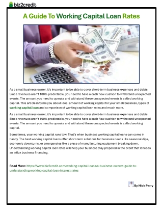 A Guide To Working Capital Loan Rates