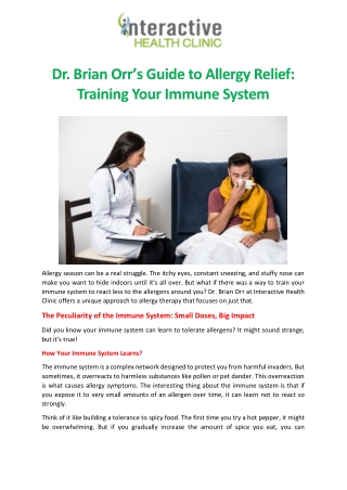 Dr. Brian Orr’s Guide to Allergy Relief Training Your Immune System