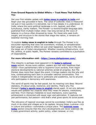 From Ground Reports to Global Affairs  —  Trust News That Reflects You