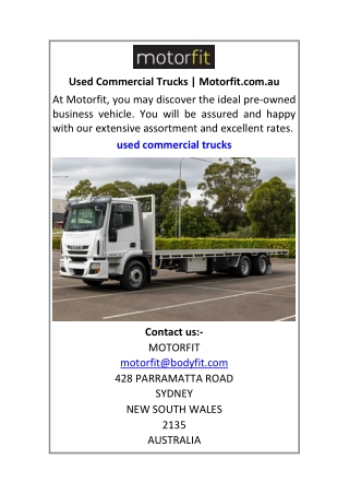 Used Commercial Trucks Motorfit.com.au