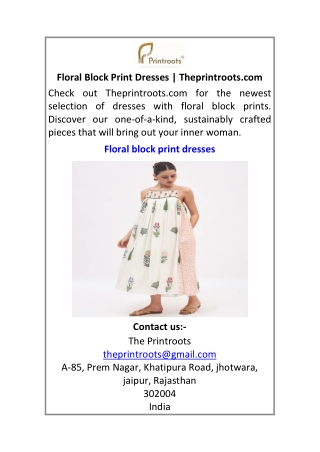 Floral Block Print Dresses Theprintroots.com