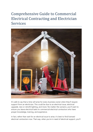 Comprehensive Guide to Commercial Electrical Contracting and Electrician Services