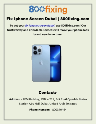 Fix Iphone Screen Dubai | 800fixing.com