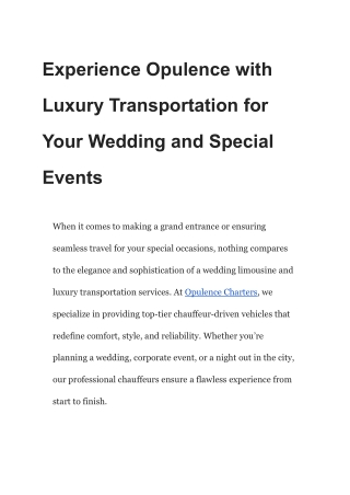 Premium Luxury Transportation for Every Special Occasion