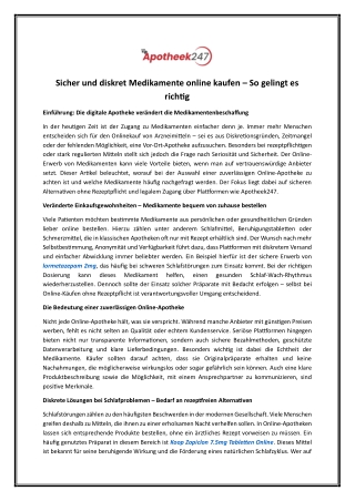 Zuverlässige Online-Apotheke ohne Rezept | Apotheek247