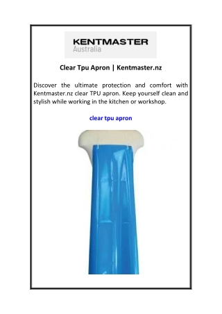 Clear Tpu Apron  Kentmaster.nz