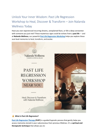 Past Life Regression Workshop to Heal, Discover & Transform