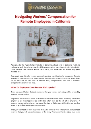 Navigating Workers’ Compensation for Remote Employees in California