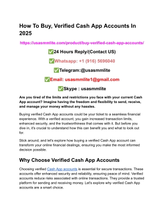 How To Buy, Verified Cash App Accounts In 2025