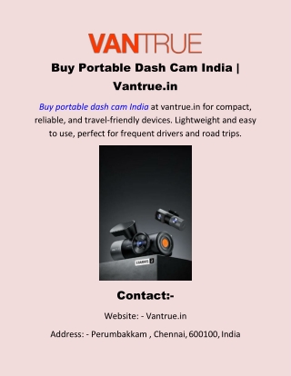 Buy Portable Dash Cam India | Vantrue.in