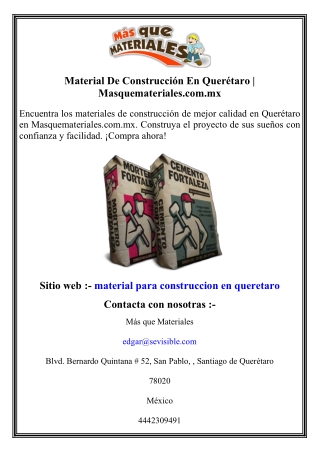 Material De Construcción En Querétaro   Masquemateriales.com.mx