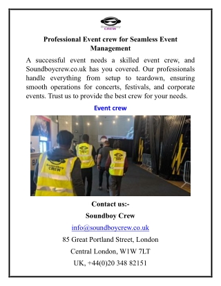 Professional Event crew for Seamless Event Management