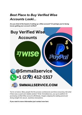 Best Place to Buy Verified Wise Accounts Looki