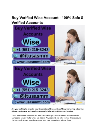 Buy Verified Wise Account - 100% Safe $ Verified Accounts