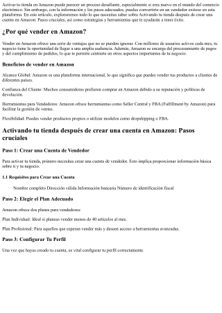 Activando tu tienda después de crear una cuenta en Amazon: Pasos cruciales