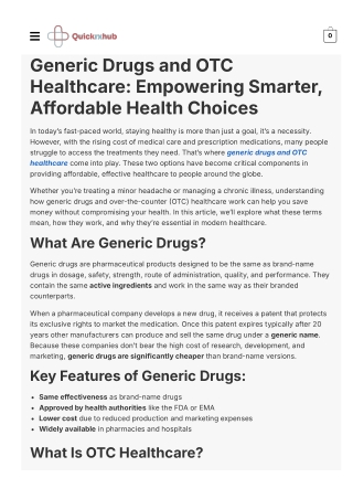 Generic Drugs And OTC HealthCare