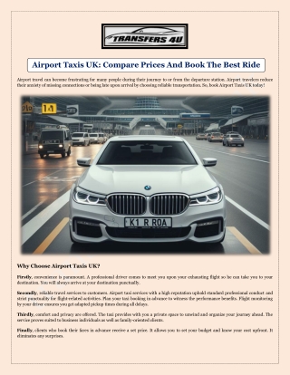Airport Taxis UK Compare Prices And Book The Best Ride