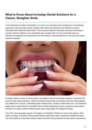 What to Know About Invisalign Dental Solutions for a Clearer, Straighter Smile