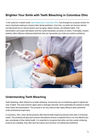 Brighten Your Smile with Teeth Bleaching in Columbus Ohio