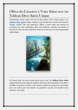 Offrez du Caractère à Votre Salon avec un Tableau Déco Salon Unique