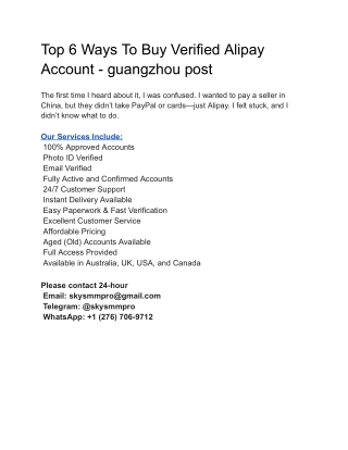 Top 8 Ways To Buy Verified Alipay Account - guangzhou post