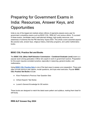 Preparing for Government Exams in India_ Resources, Answer Keys, and Opportunities