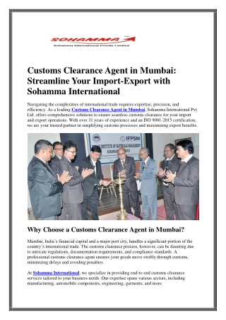 Customs Clearance Agent in Mumbai