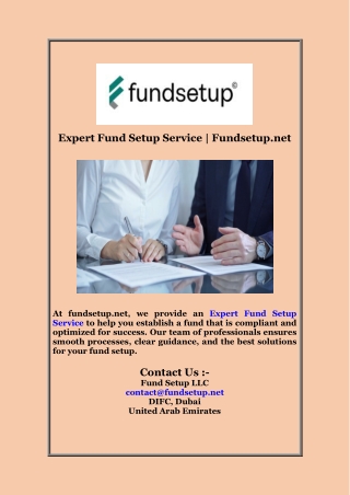 Expert Fund Setup Service | Fundsetup.net