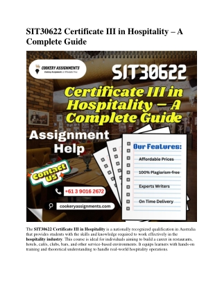 SIT30622 Certificate III in Hospitality