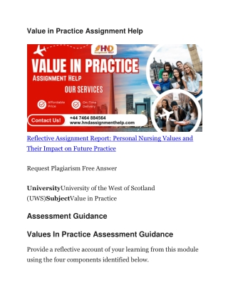Value in Practice Assignment Help